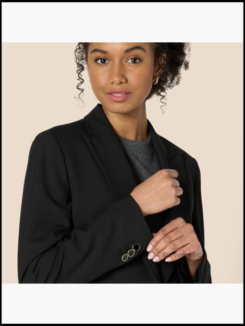 Regular-Fit Woven Single-Breasted Blazer, Polyester Viscose Blend - Picture 3 of 7